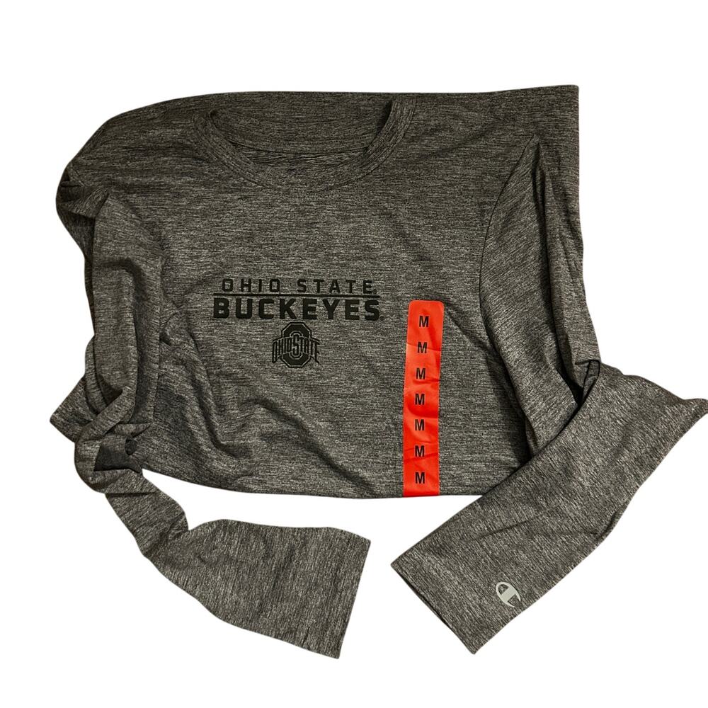 NWT Champion Ohio State Buckeyes Long Sleeve Performance Tee - Gray - Medium